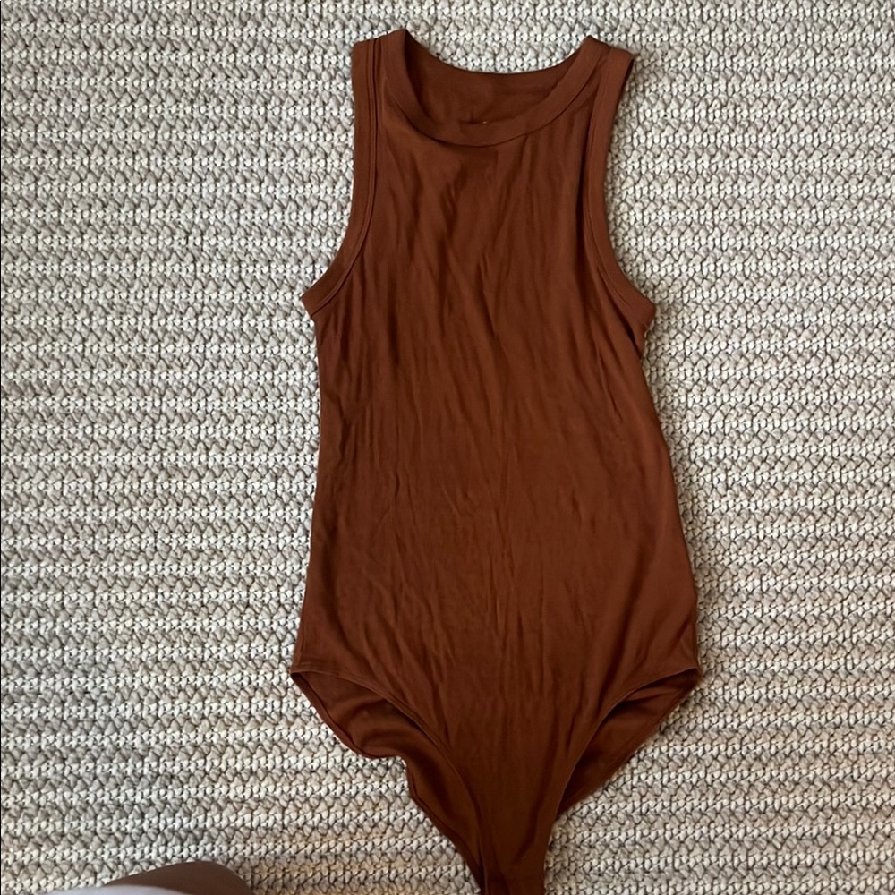 A New Day Brown Ribbed Bodysuit